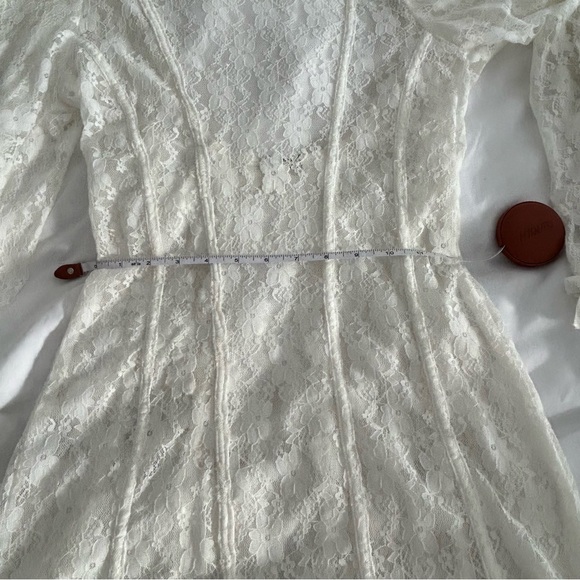 Free People Bali Valentina Slip Dress XS  Ivory White Lace Bell Sleeve Worn Once - Picture 8 of 11